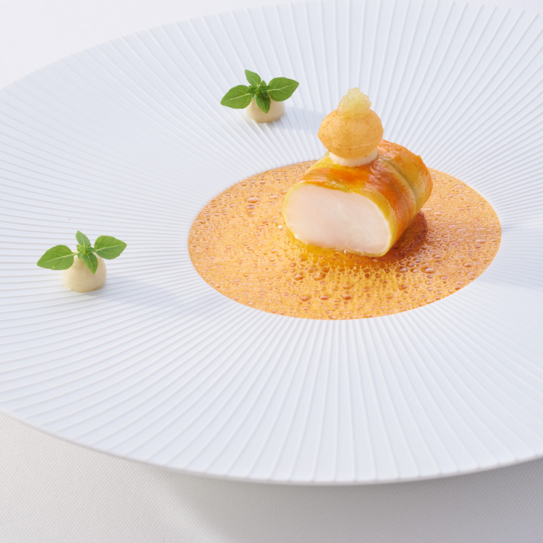 Artfully arranged John Dory on a flat plate